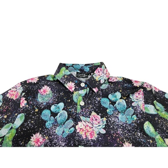 Sunday Swagger Cactus Floral Polo Shirt Men's Small Pattern AOP Performance Golf - Picture 3 of 10